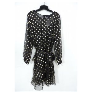 Eloquii Gold Polka Dot/Black Sheer Dress